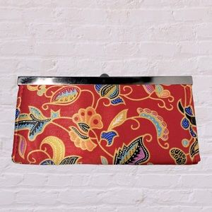 Red floral paisley print wallet multicolor